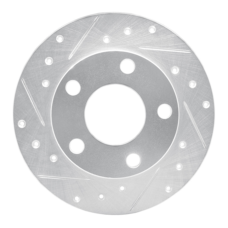 Audi A6 Quattro Brake Rotor (1) - Rear Left - R1 Concepts - Drilled & Slotted - Silver - `98-`01